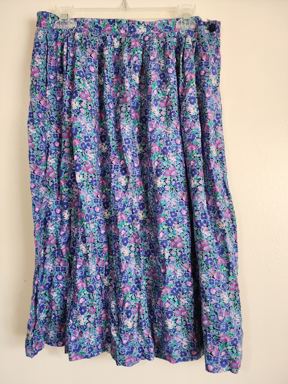Floral Print Maxi Skirt - Purple & Teal